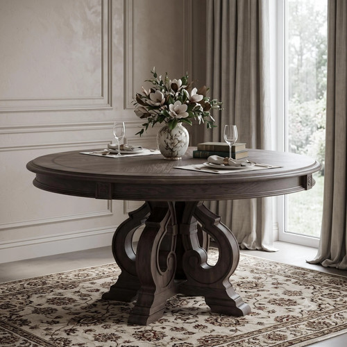 Rustic wood round pedestal - round,